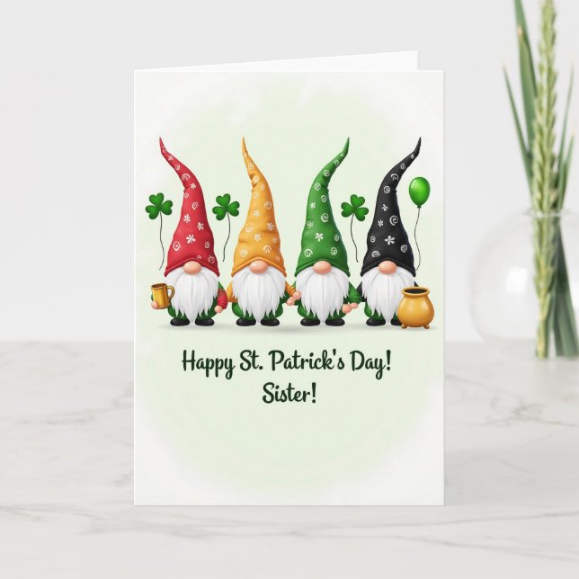 Gnome Happy St Patricks Day Sister Card (Front)