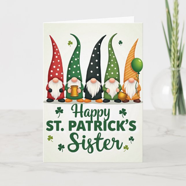 Gnome Happy St Patricks Sister Card (Front)