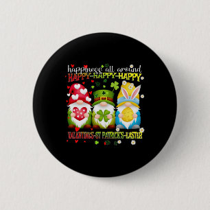 Gnome Happy Valentine St Patrick Easter Happiness Button