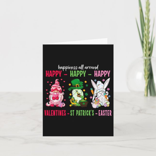 Gnome Happy Valentine St Patrick Easter Happiness  Card (Front)