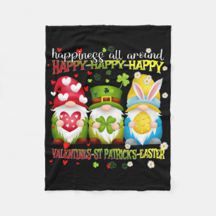 Gnome Happy Valentine St Patrick Easter Happiness Fleece Blanket