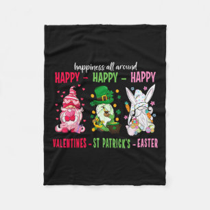 Gnome Happy Valentine St Patrick Easter Happiness  Fleece Blanket