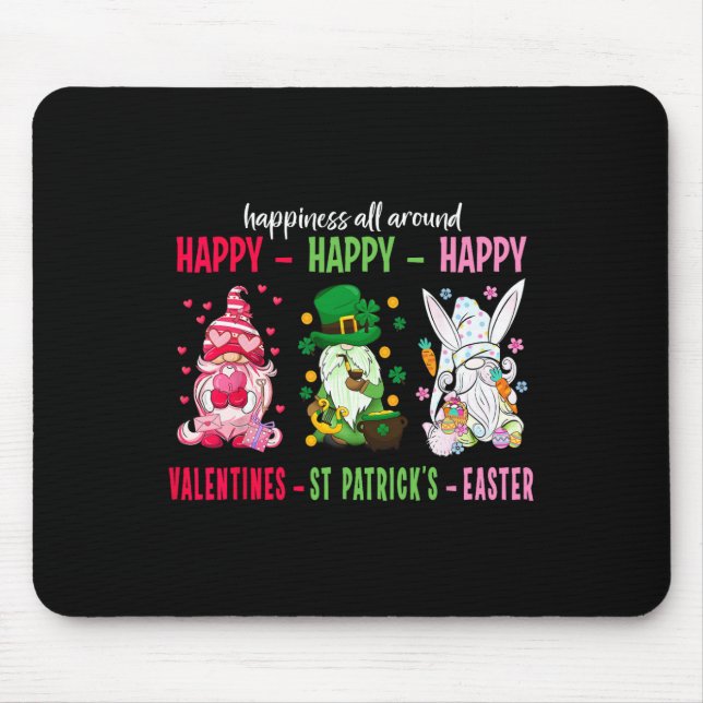 Gnome Happy Valentine St Patrick Easter Happiness  Mouse Pad (Front)