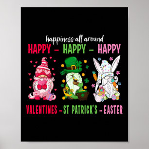 Gnome Happy Valentine St Patrick Easter Happiness  Poster