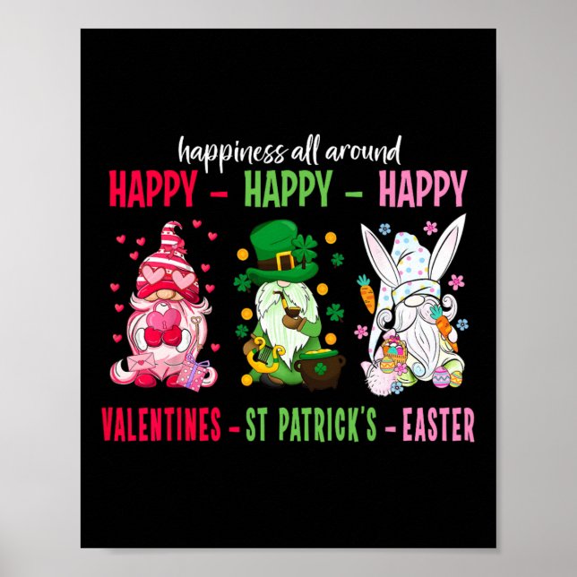 Gnome Happy Valentine St Patrick Easter Happiness  Poster (Front)