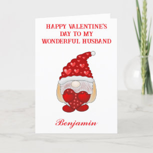 Gnome Happy Valentine's Day card for Husband