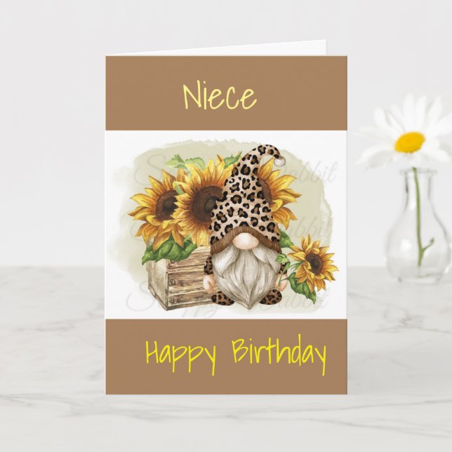 GNOME HAS HEART WITH BIRTHDAY WISHES NIECE CARD (Small Plant)