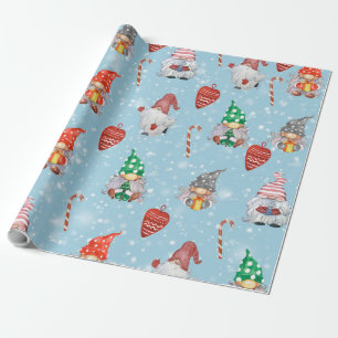 Gnome Hearts & Candy Cane Christmas Wrapping Paper