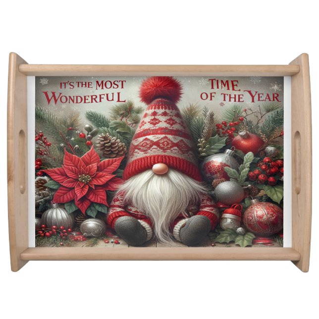 Gnome Holiday Wonder Cutting Board Serving Tray (Front)