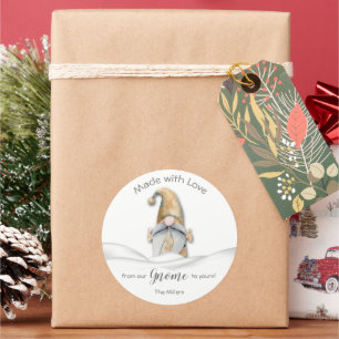 Gnome Homemade Goods Holiday Baking Personalized Classic Round Sticker