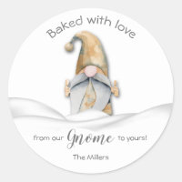 Gnome Homemade Goods Holiday Baking Personalized Classic Round Sticker