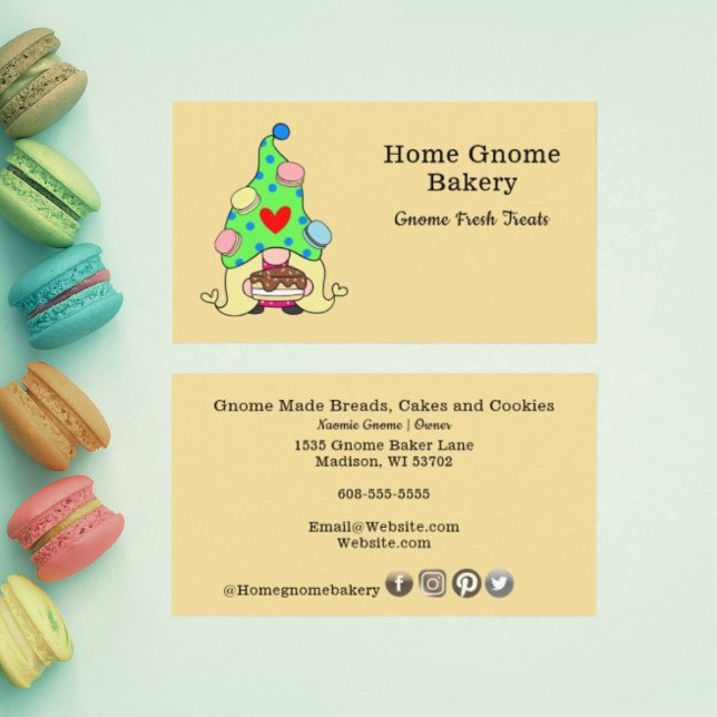 Gnome Hometown Bakery Pastry Cakes Sweet Treats Business Card (Creator Uploaded)