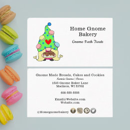 Gnome Hometown Bakery Pastry Cakes & Treats White Business Card