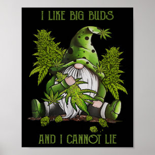 Gnome I Like Big Buds And I Cannot Lie Weed Stoner Poster