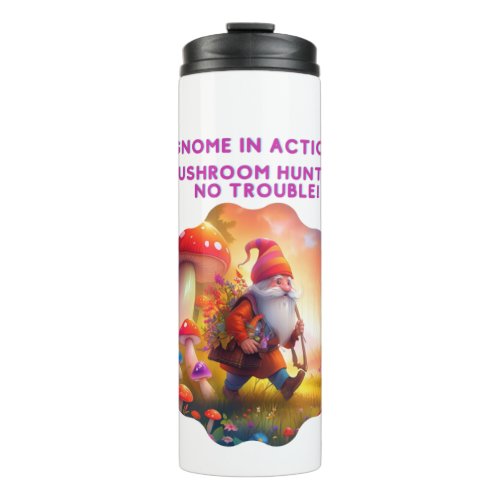 Gnome in Action Mushroom Hunting Thermal Tumbler