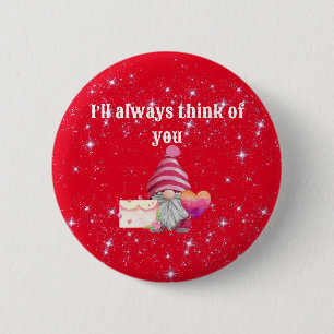 Gnome in love with rainbow heart button