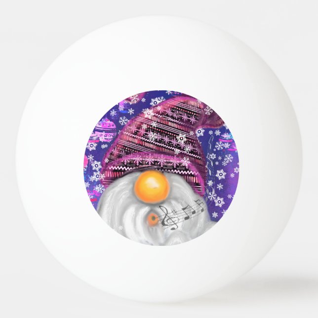 Gnome In Purple Hat Christmas Ping Pong Balls (Front)