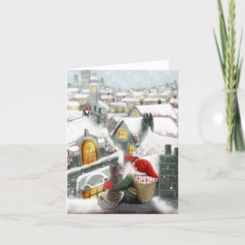 Gnome In Scandinavian Landscape Holiday Card by patrickhoenderkamp at Zazzle