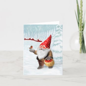 Gnome In Scandinavian Landscape Holiday Card by patrickhoenderkamp at Zazzle