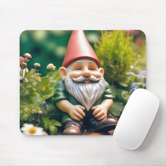 Gnome In Summer Garden Mouse Pad (With Mouse)