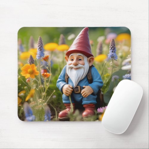 Gnome In Summer Garden Mouse Pad