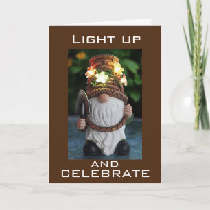 "GNOME IS ALL LIT UP FOR THE HOLIDAY" HOLIDAY CARD