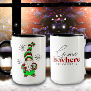 Gnome is Where the Coffee is Cute Christmas Mug