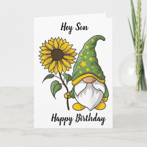 GNOME IS WISHING SON A HAPPY 40th BIRTHDAY Card