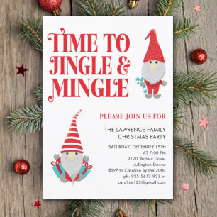 Gnome Jingle Mingle Fun Christmas Party Invitation