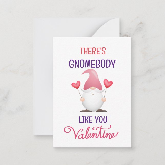 Gnome Kids Valentines Note Card (Front)