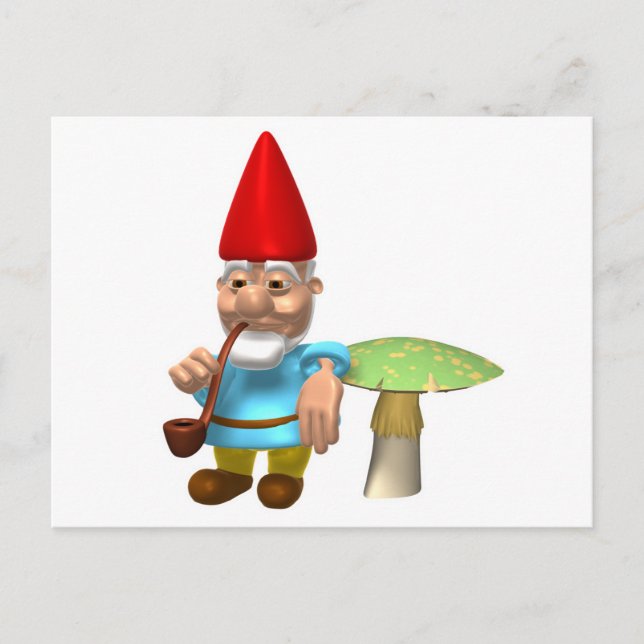 gnome leaning on mushroom postcard (Front)