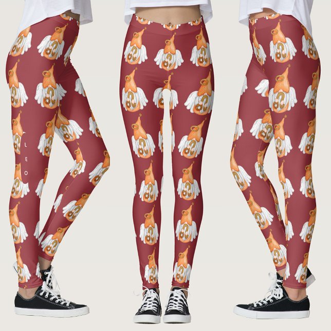 Gnome Leo Astrology Sign Angel Leggings (Gnome Leo Astrology Sign Angel Leggings)