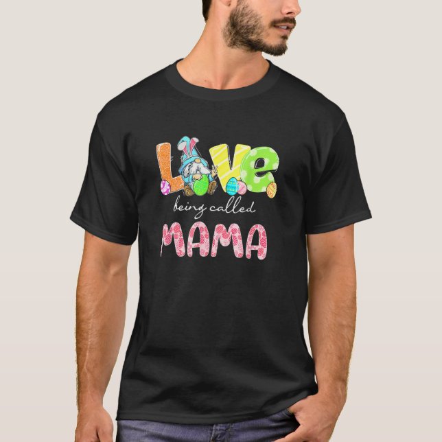 Gnome Love Being Called Mama Easter Day Family Mat T-Shirt (Front)