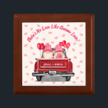 Gnome Love Pink Glitter Hearts Vintage Red Truck Gift Box<br><div class="desc">This cute Valentine's Day gift box feature a vintage red truck with two gnomes dressed in pink sitting in the back carrying red heart balloons on a pink background with glitter hearts. Above it reads "There's No Love Like Gnome Love!" Personalize with your first names and year on the back...</div>
