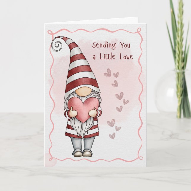 Gnome Love Romance Heart Valentines Day Card (Front)