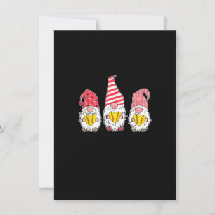 Gnome Love Softball Heart Leopard Plaid Christmas Invitation