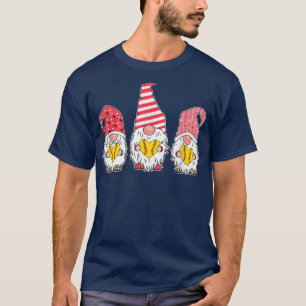 Gnome Love Softball Heart Leopard Plaid Christmas  T-Shirt
