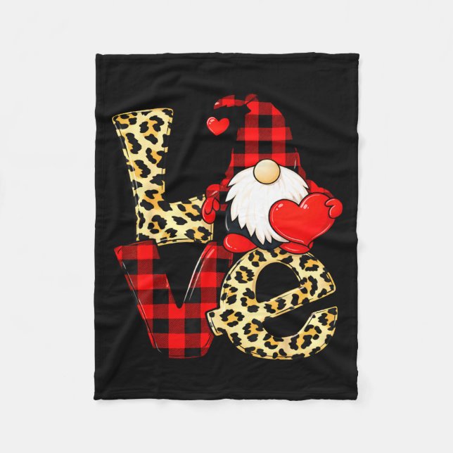Gnome Love Valentine Gnomes Valentines Day Men Wom Fleece Blanket (Front)