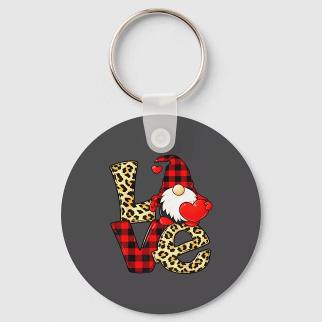 Gnome Love Valentine Gnomes Valentines Day Men Wom Keychain (Front)