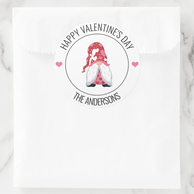 Gnome Love Valentine's Day Classic Round Sticker (Bag)