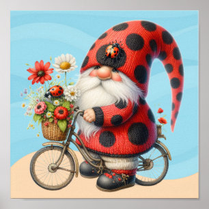Gnome loves ladybugs poster