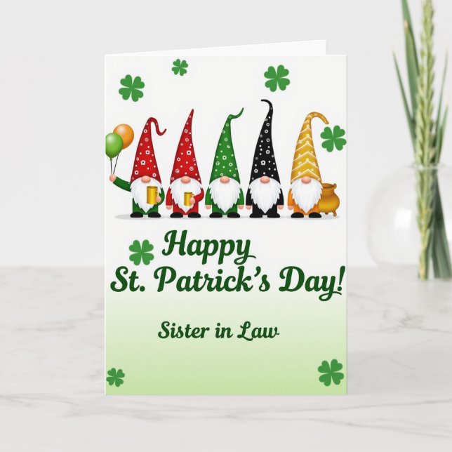 Gnome Luck Faux Gold Foil Sister Card (Front)