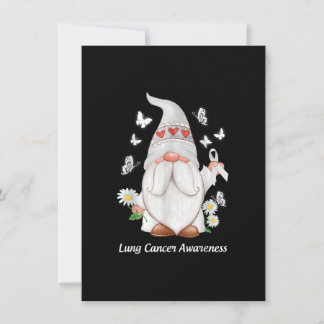 Gnome Lung Cancer Awareness With White Ribbon Gift Invitation