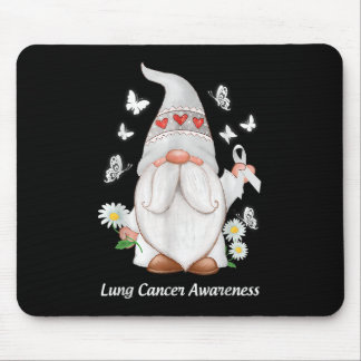 Gnome Lung Cancer Awareness With White Ribbon Gift Mouse Pad