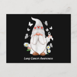 Gnome Lung Cancer Awareness With White Ribbon Gift Postcard