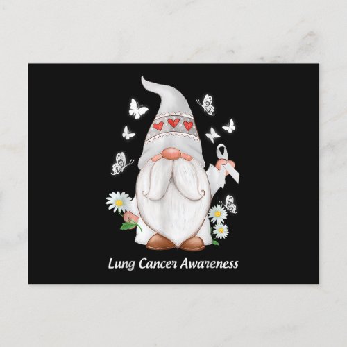 Gnome Lung Cancer Awareness With White Ribbon Gift Postcard