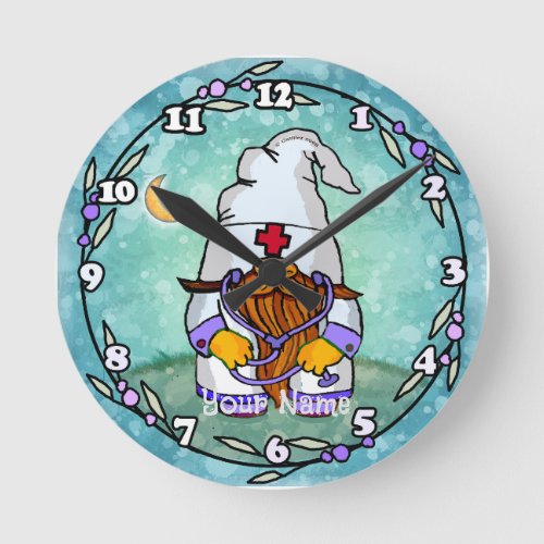 Gnome Male Nurse Round Clock