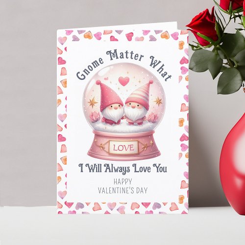 Gnome Matter What Funny Cute Valentines Day Holiday Card