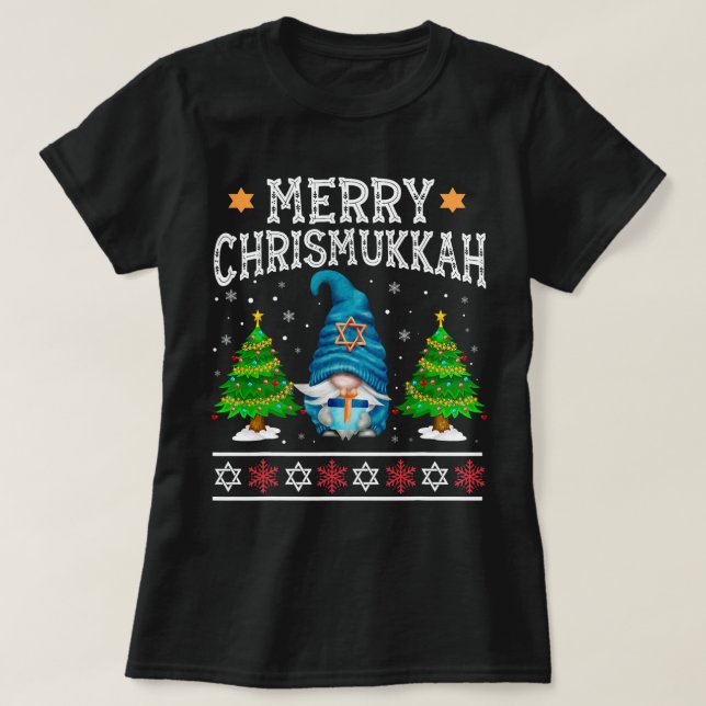 Gnome Merry Chrismukkah Happy Hanukkah Christmas G T-Shirt (Design Front)