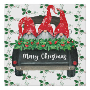 Gnome Merry Christmas Faux Canvas Print